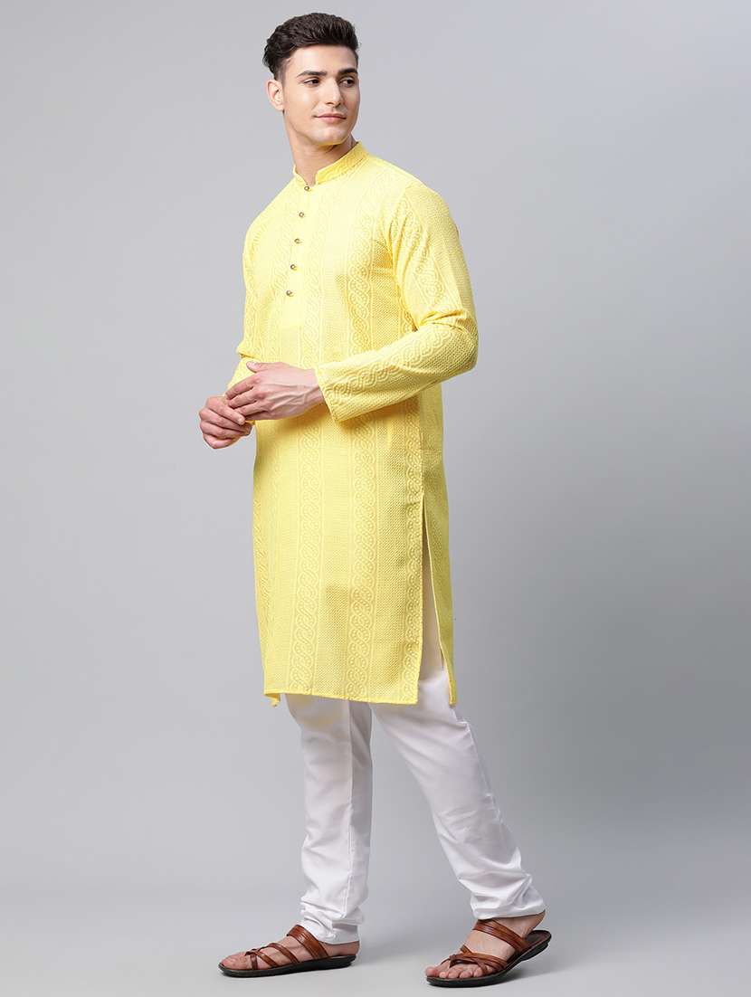 lemon cotton kurta pyjama ethnic wear - 19148453 -  Standard Image - 1