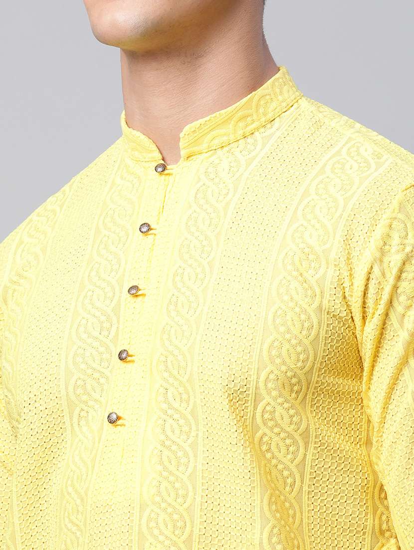 lemon cotton kurta pyjama ethnic wear - 19148453 -  Standard Image - 4