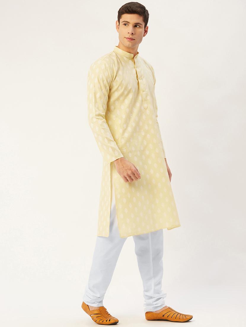 yellow cotton kurta pyjama ethnic wear - 19148506 - Standard Image - 1