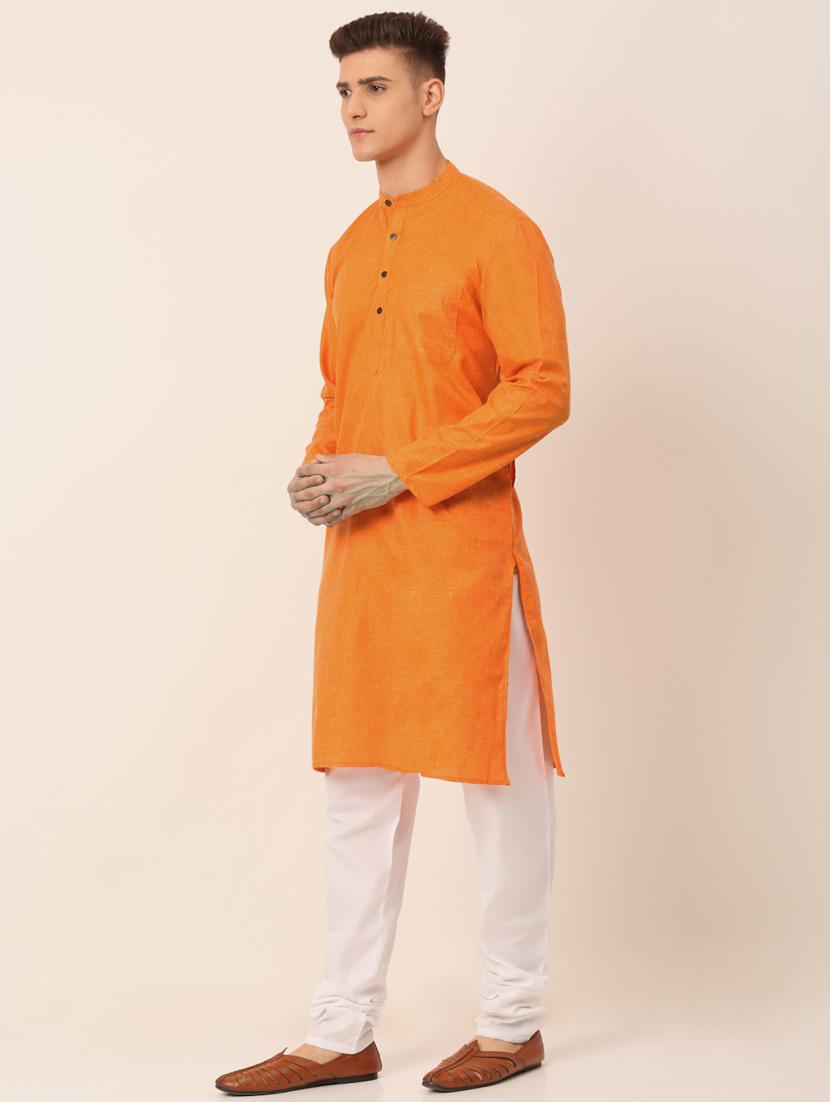 orange cotton kurta pyjama ethnic wear - 19148534 - Standard Image - 1