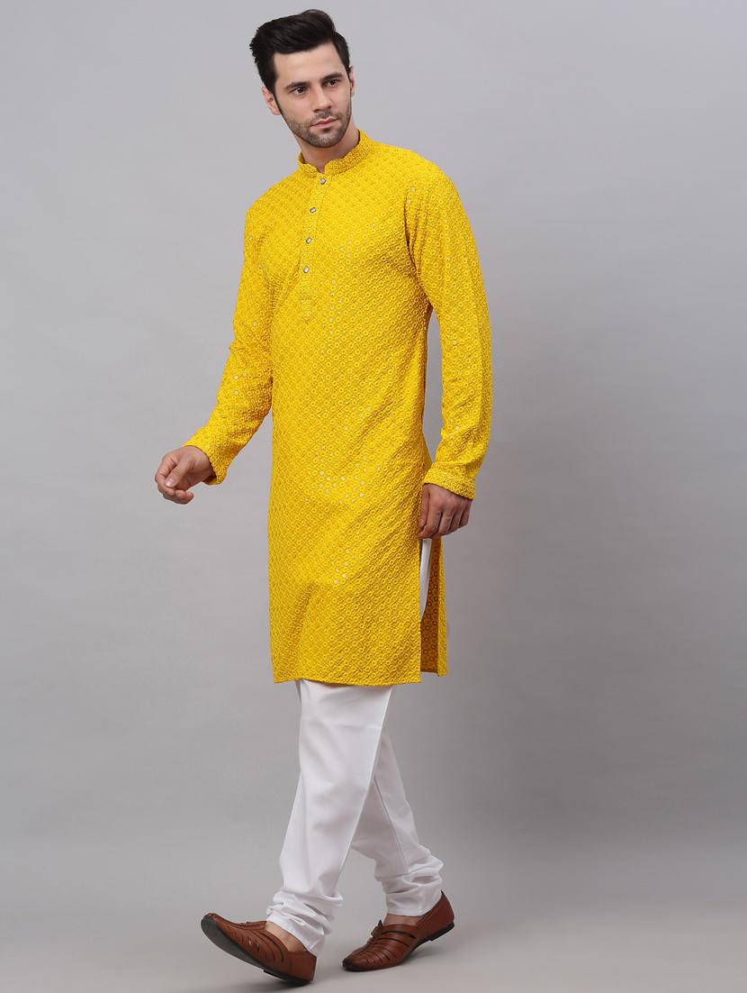 yellow cotton kurta pyjama ethnic wear - 19148632 - Standard Image - 1