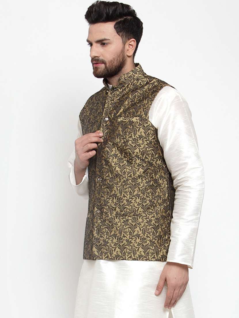 mandarin neck floral nehru jacket - 19148671 -  Standard Image - 1