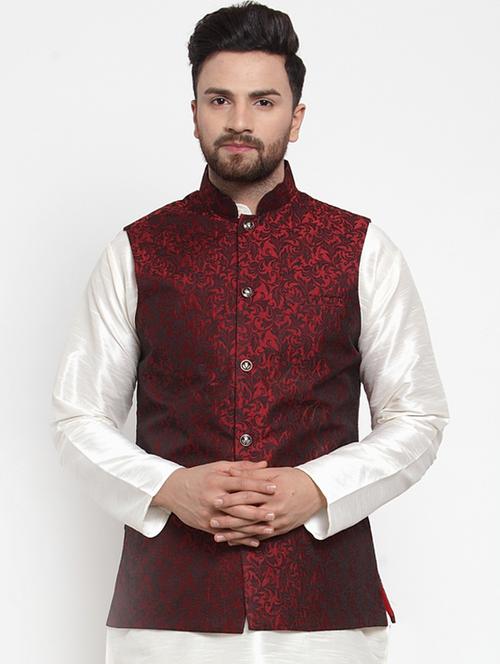 mandarin neck printed nehru jacket - 19148675 - Standard Image - 0
