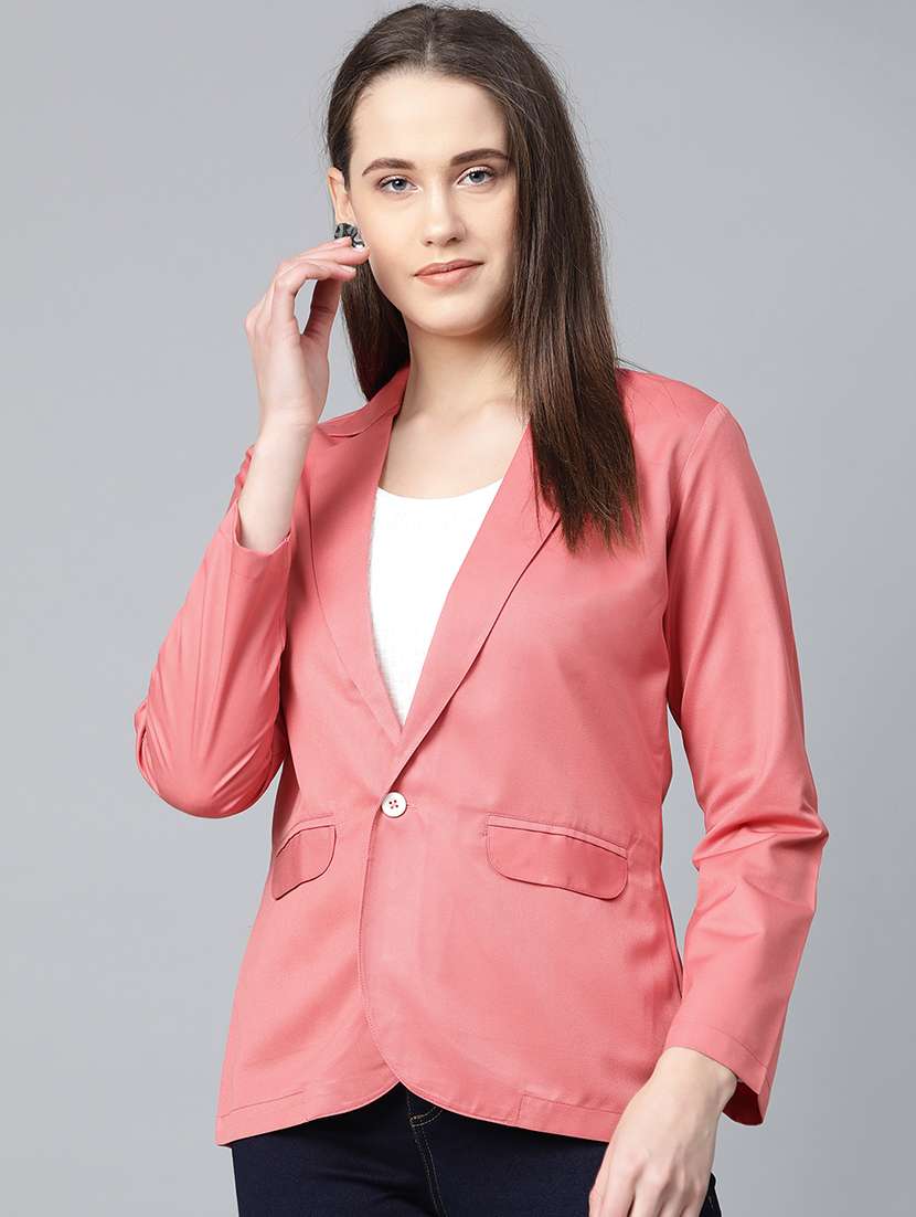 lapel neck solid blazer