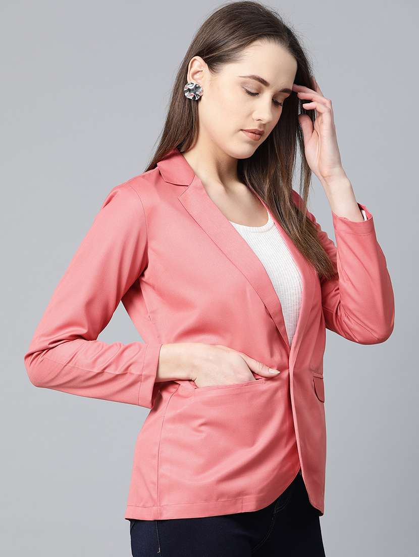 lapel neck solid blazer - 19148937 - Standard Image - 1