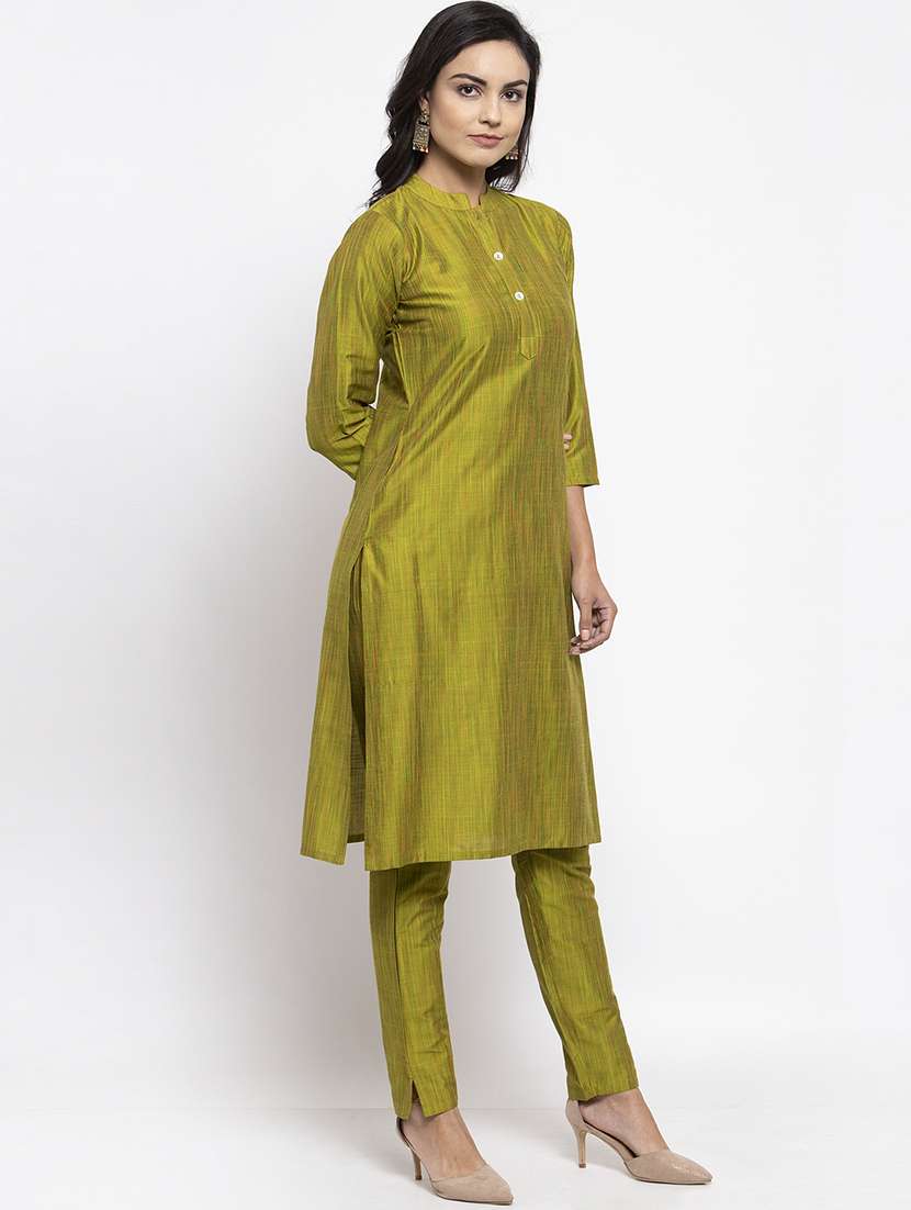 women self design mandarin neck kurta pant set - 19149078 -  Standard Image - 1