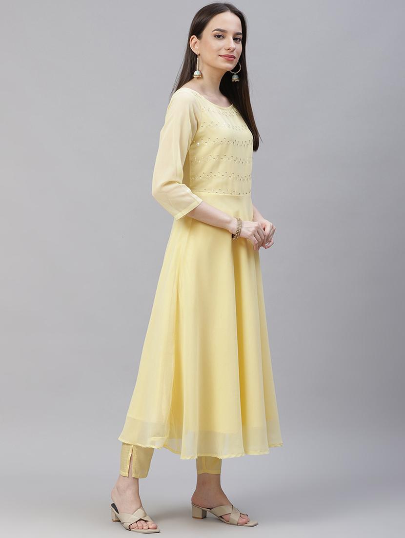 women three quarter sleeve kurta pant with dupatta set - 19149086 -  Standard Image - 1