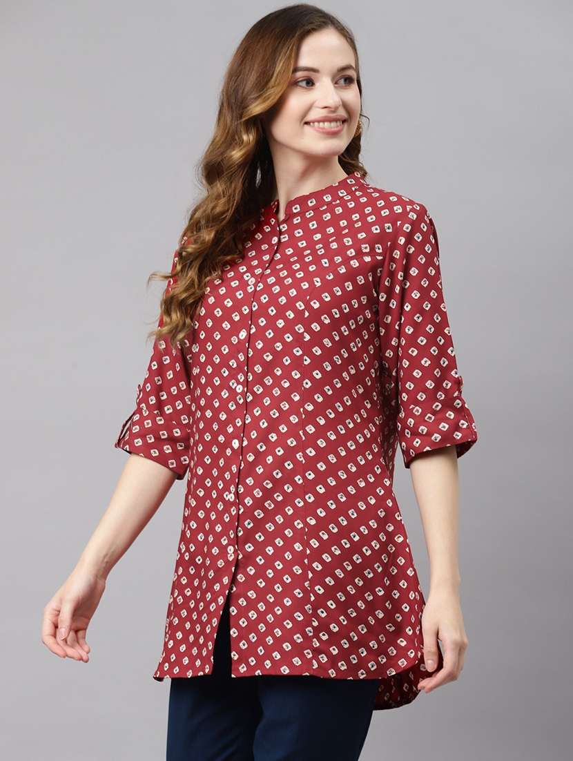 mandarin neck printed tunic  - 19154677 -  Standard Image - 1