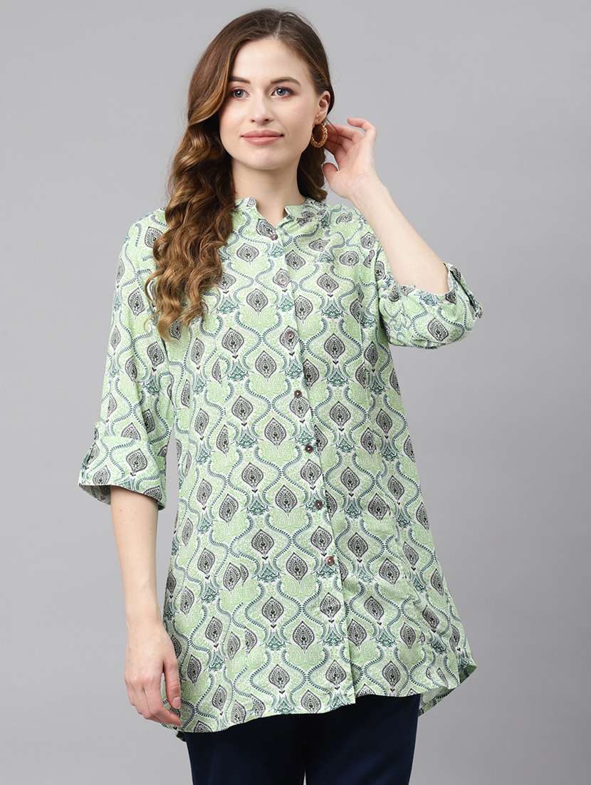women's a line mandarin neck top