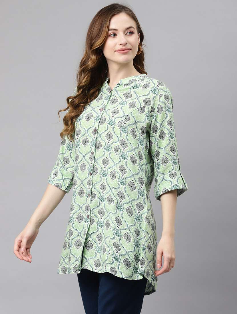 women's a line mandarin neck top - 19154685 -  Standard Image - 1
