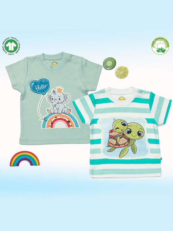 girls pack of 2 printed regular tee