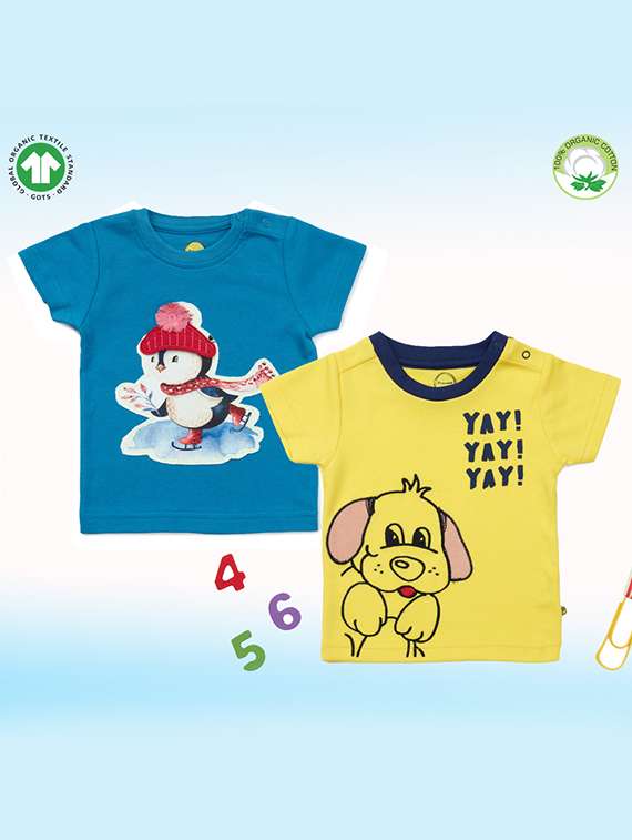 girls pack of 2 printed regular tee