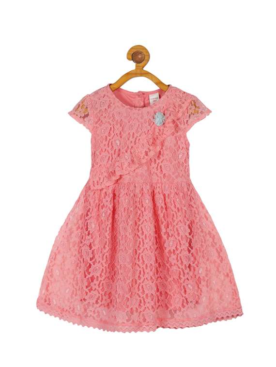 girls round neck cap sleeve frock