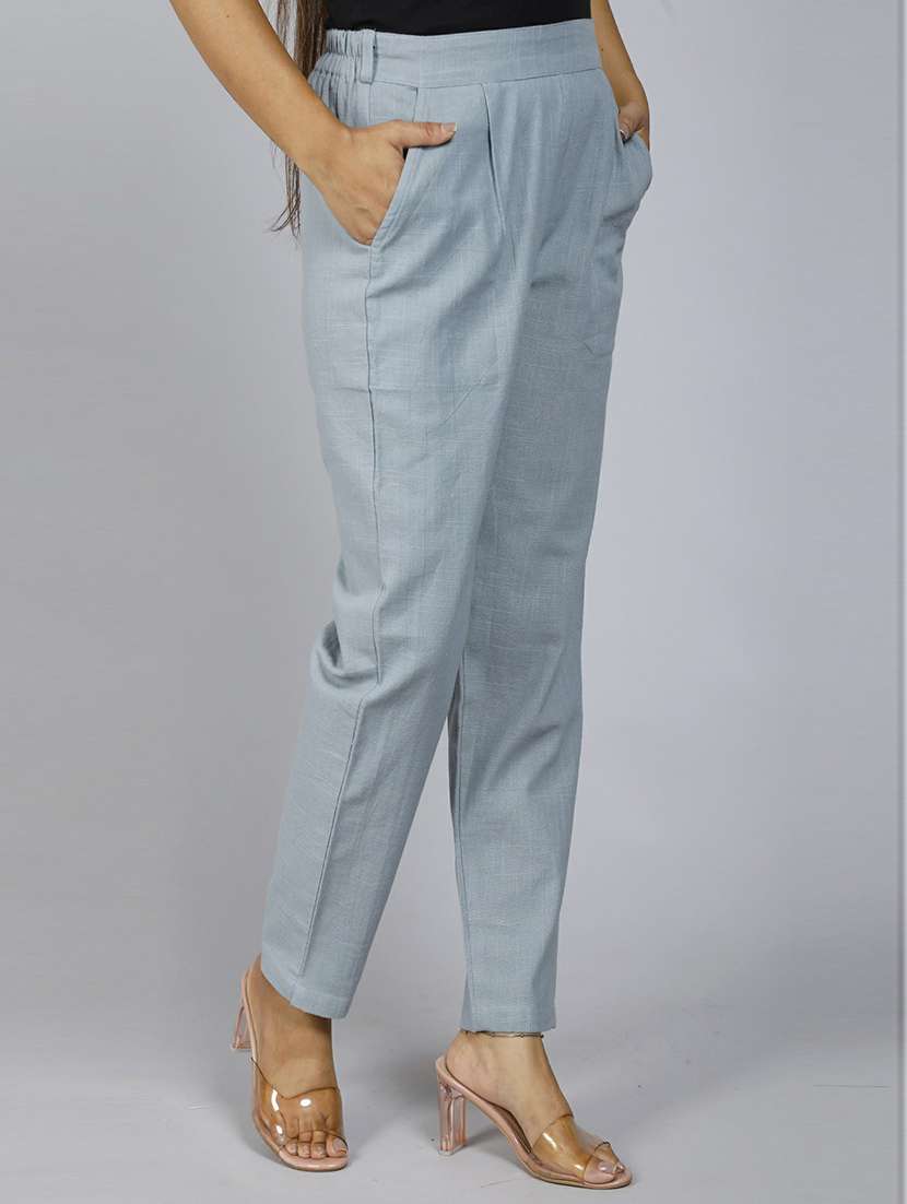  women solid mid rise cigarette pants  - 19158646 -  Standard Image - 1
