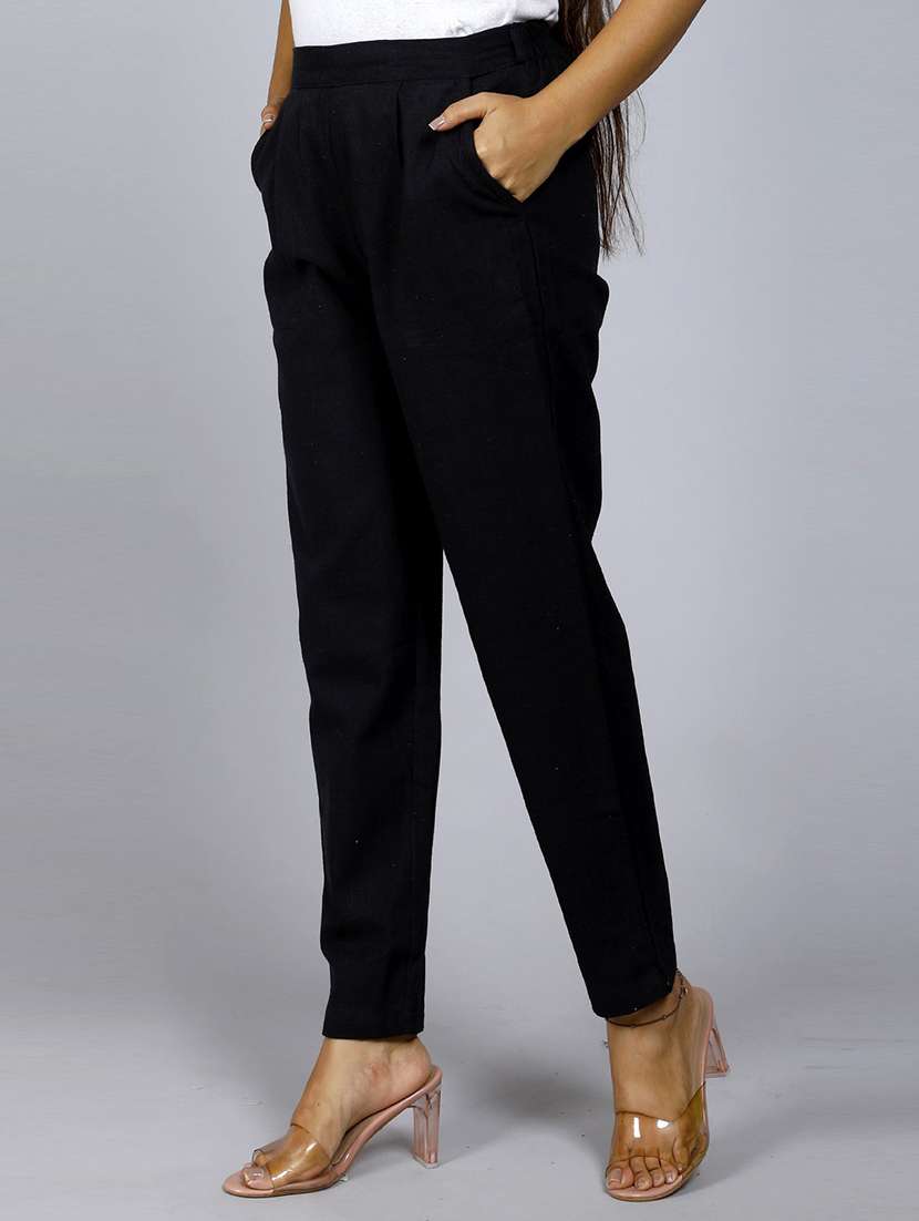  women solid mid rise cigarette pants  - 19158649 -  Standard Image - 1