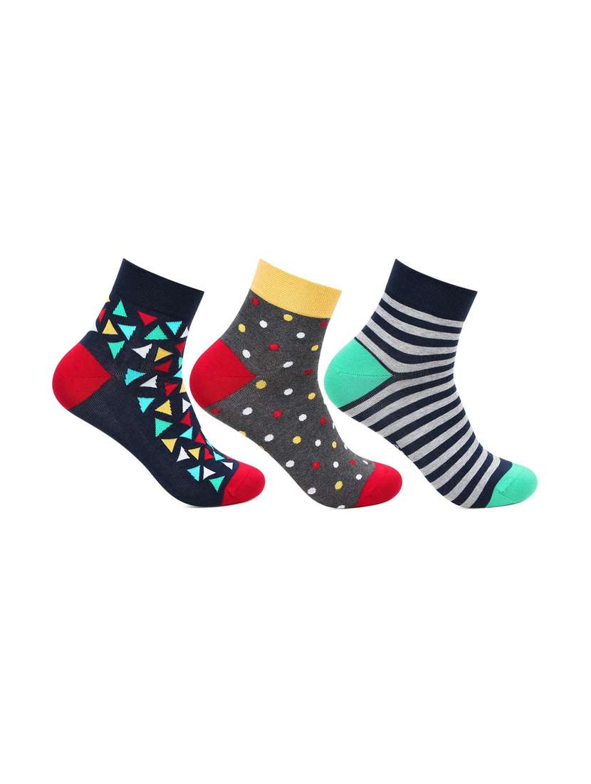 pack of 3 multi colored ankle length sock