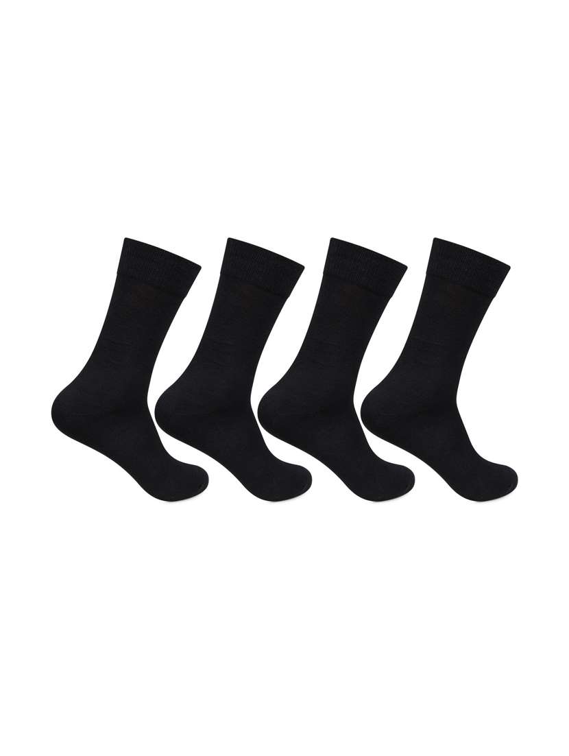 pack of 4 black solid regular socks