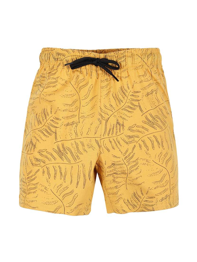 yellow cotton printed shorts 