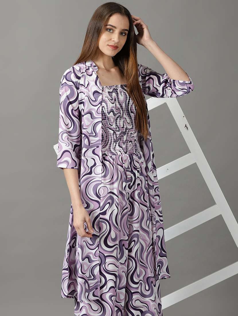 purple printed full leg jumpsuit - 19159658 -  Standard Image - 1