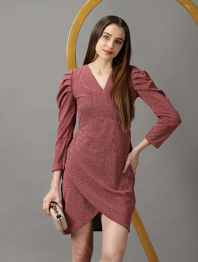 women's wrap self design dress - 19159717 -  Standard Image - 1