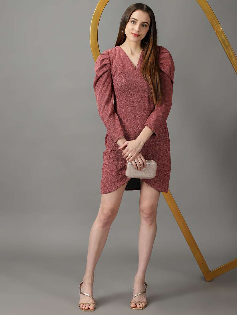 women's wrap self design dress - 19159717 -  Standard Image - 4