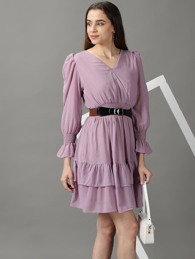 women's layered solid dress - 19159733 - Standard Image - 1