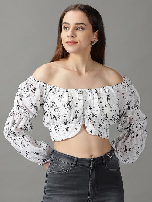 women's blouson off shoulder top - 19159847 - Standard Image - 0
