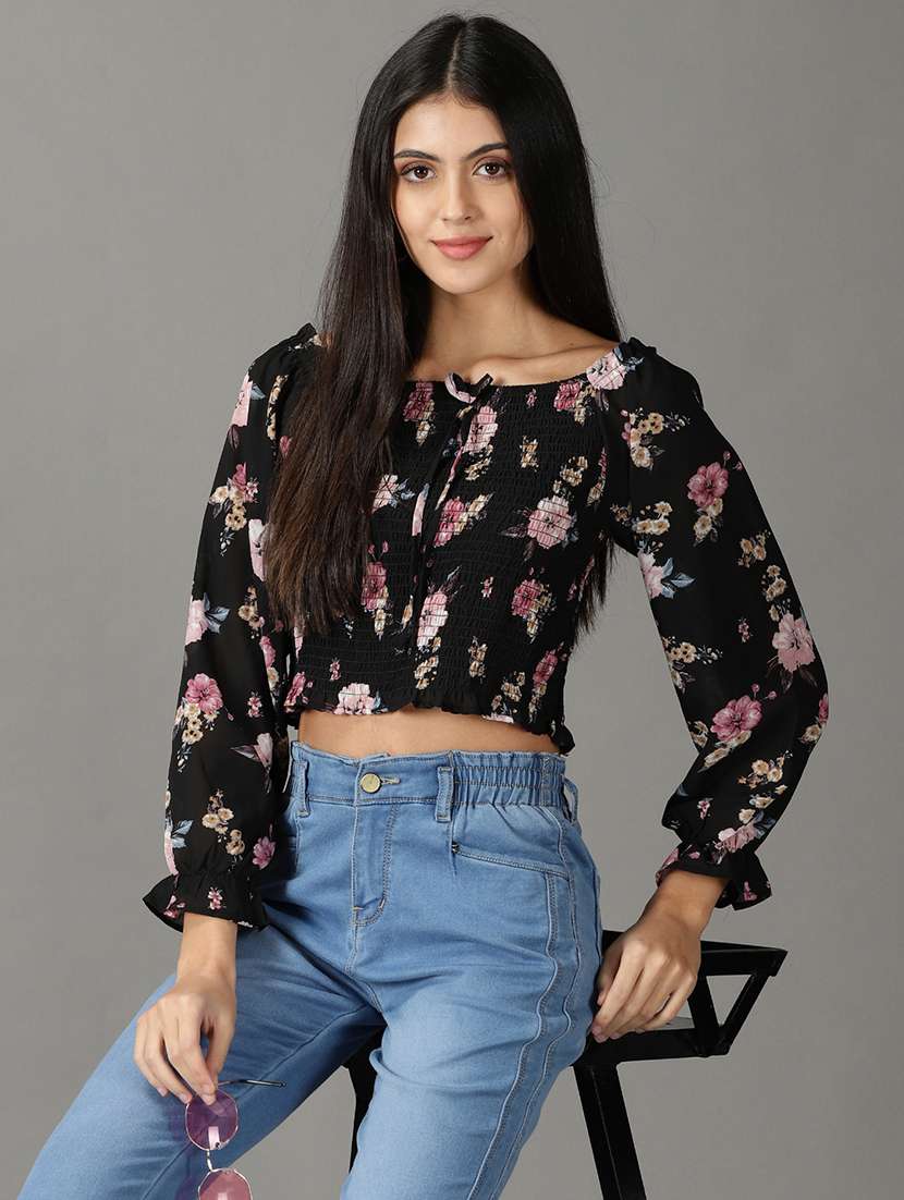 women's crop off shoulder top - 19159854 - Standard Image - 1