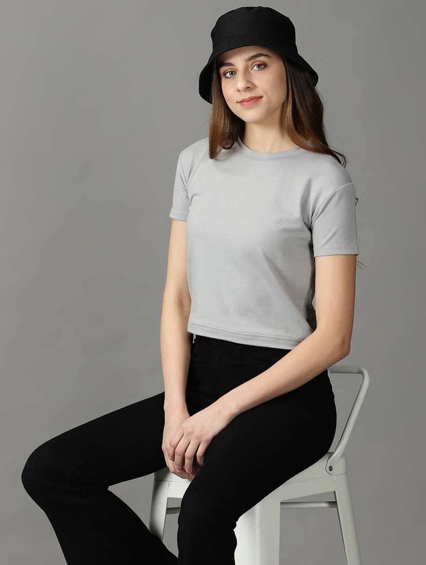women's plain round neck t-shirt - 19159861 -  Standard Image - 1