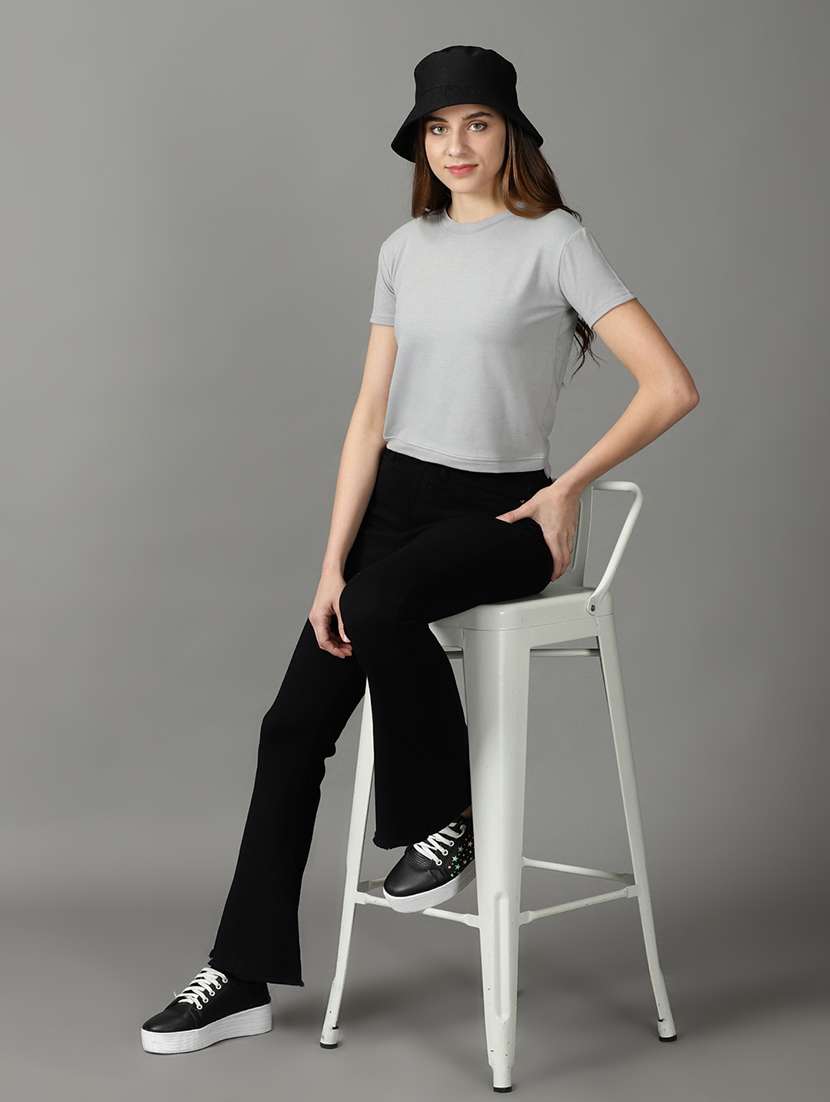 women's plain round neck t-shirt - 19159861 -  Standard Image - 4