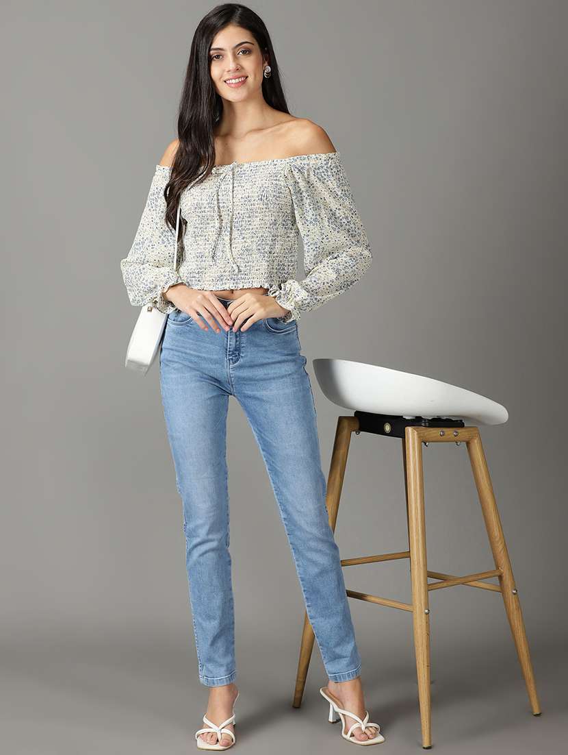 women white floral printed off shoulder top - 19159870 -  Standard Image - 4