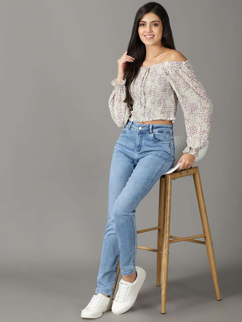 women's crop off shoulder top - 19159871 -  Standard Image - 4
