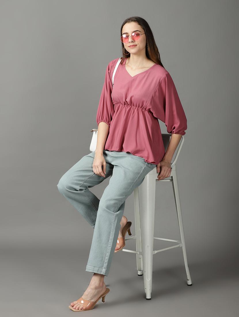 women's peplum v neck top - 19159884 - Standard Image - 4