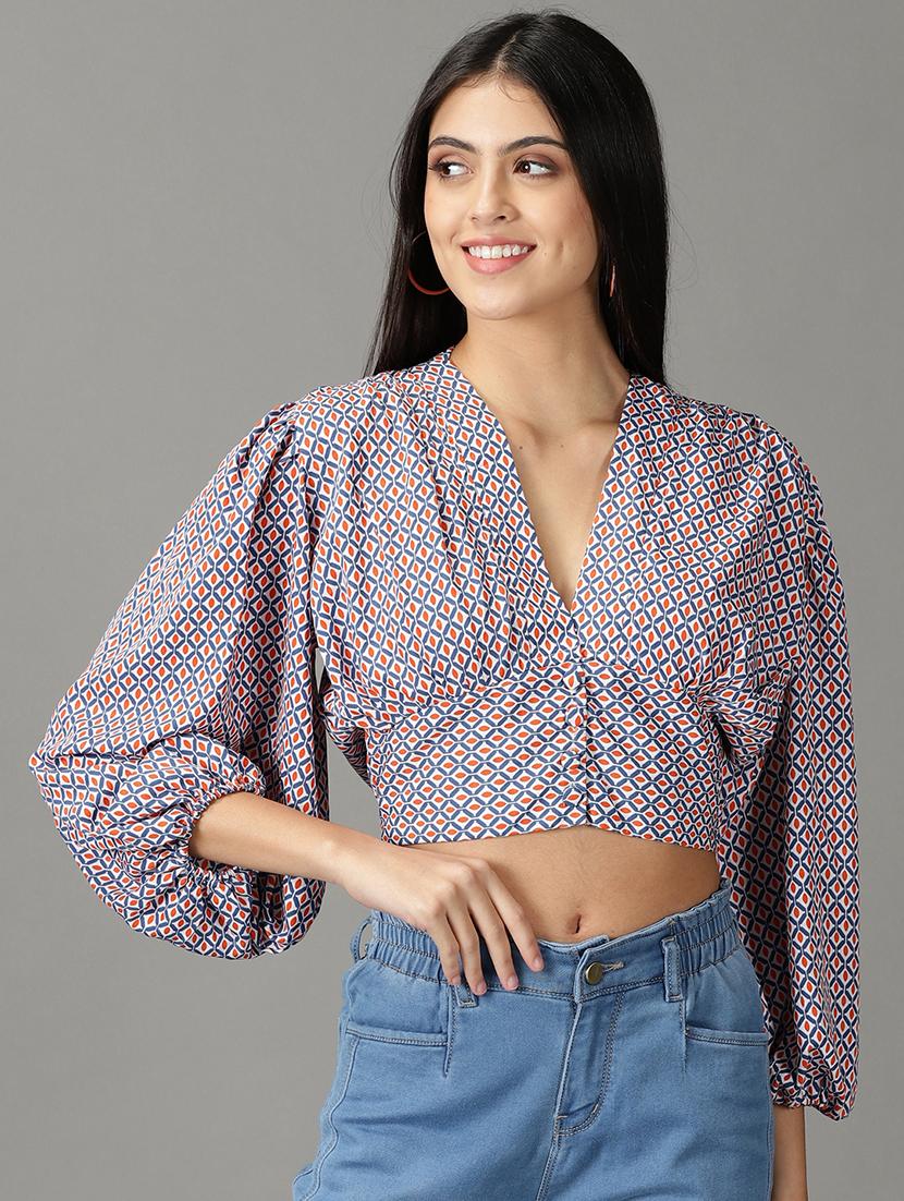 blue printed regular top - 19159887 -  Zoom Image - 0