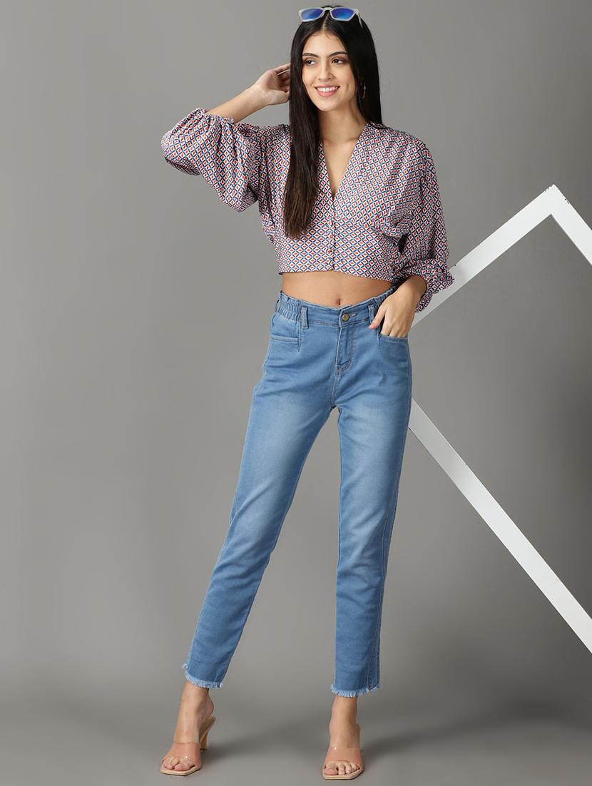 blue printed regular top - 19159887 - Standard Image - 4