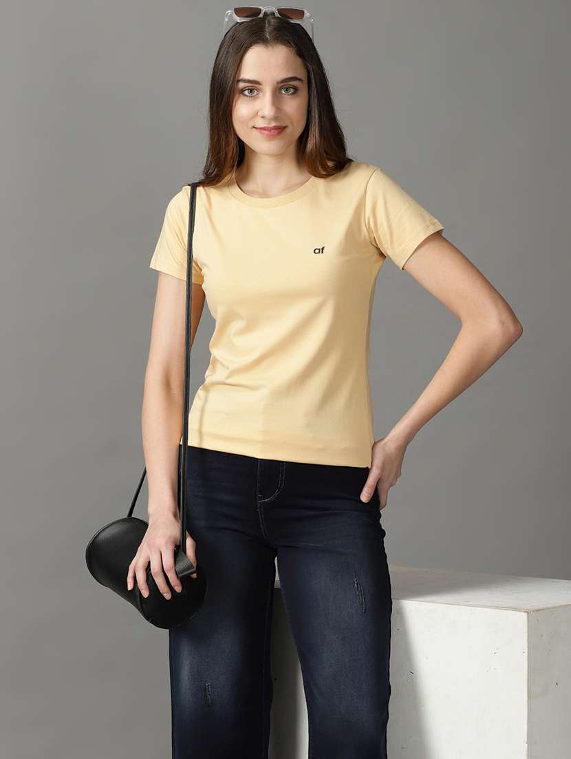 women's plain round neck t-shirt - 19159894 -  Standard Image - 1