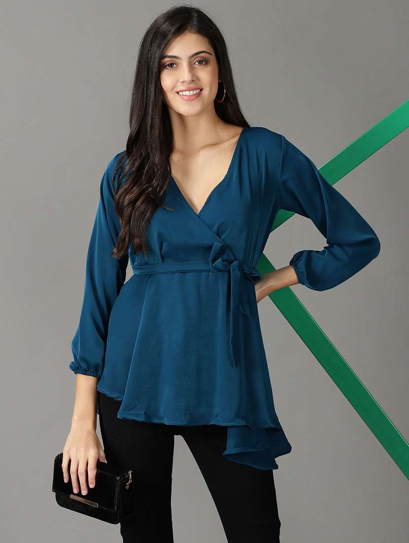 women's peplum v neck top - 19159899 -  Standard Image - 1