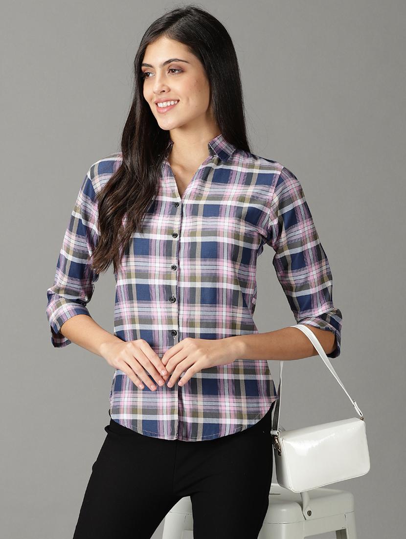 curved hem checkered regular shirt - 19159905 -  Standard Image - 1