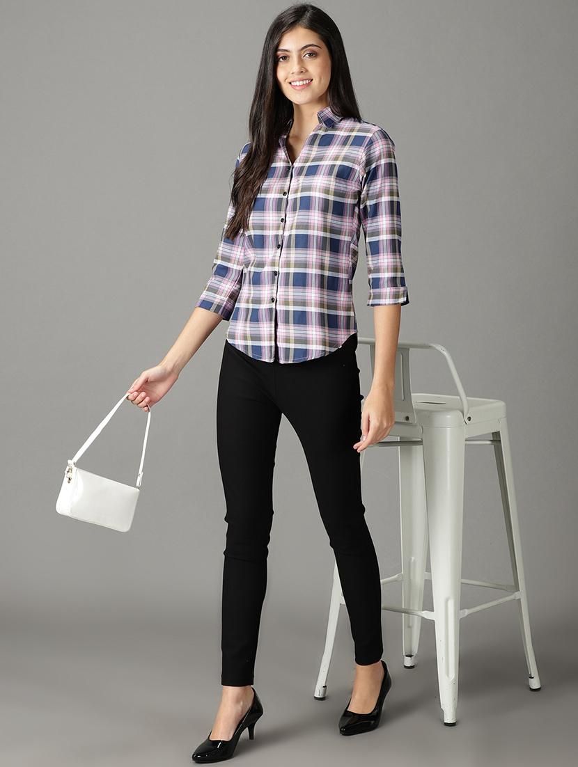 curved hem checkered regular shirt - 19159905 - Standard Image - 4