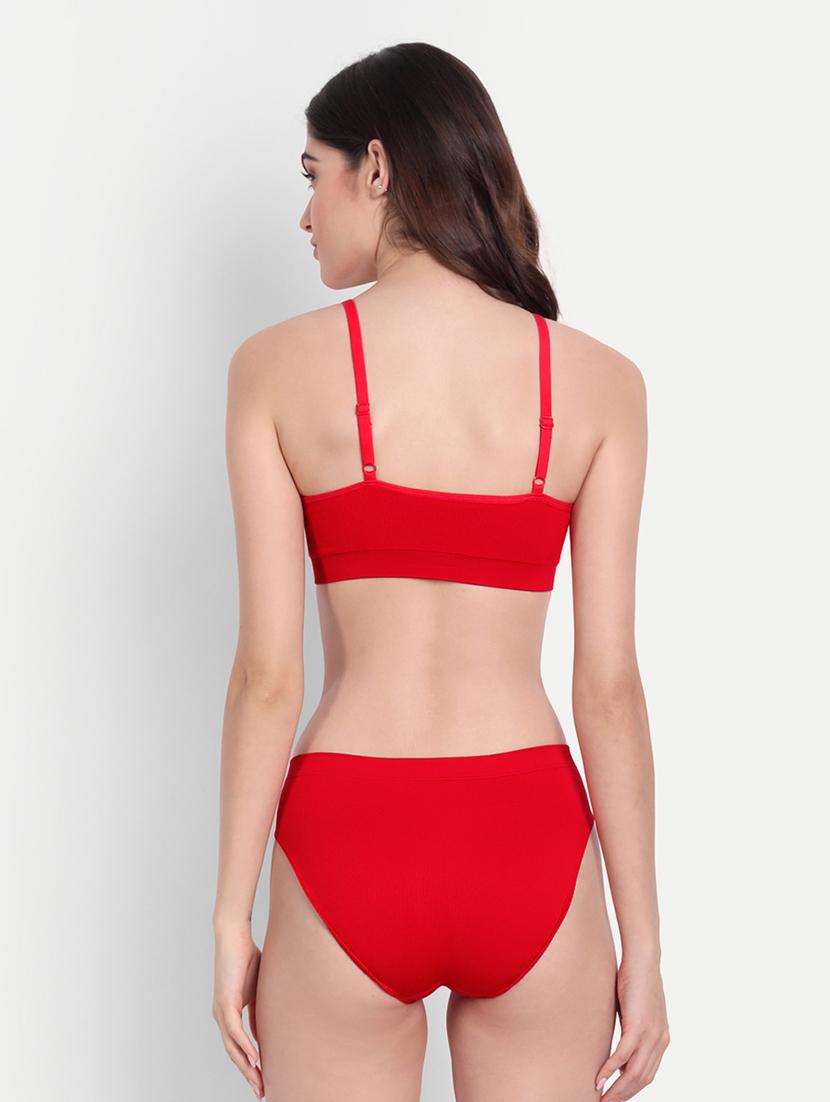 red solid bra and panty set - 19160239 - Standard Image - 1
