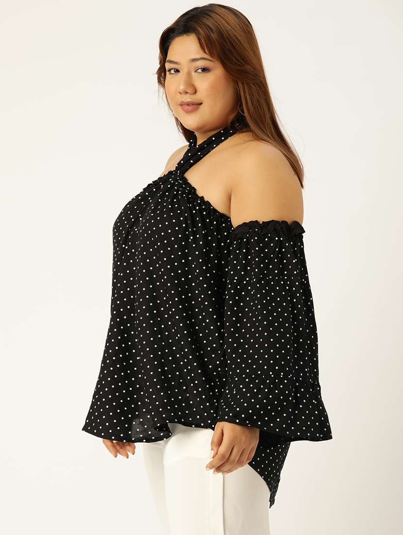 women plus size polka doted halter neck top - 19160292 -  Standard Image - 1