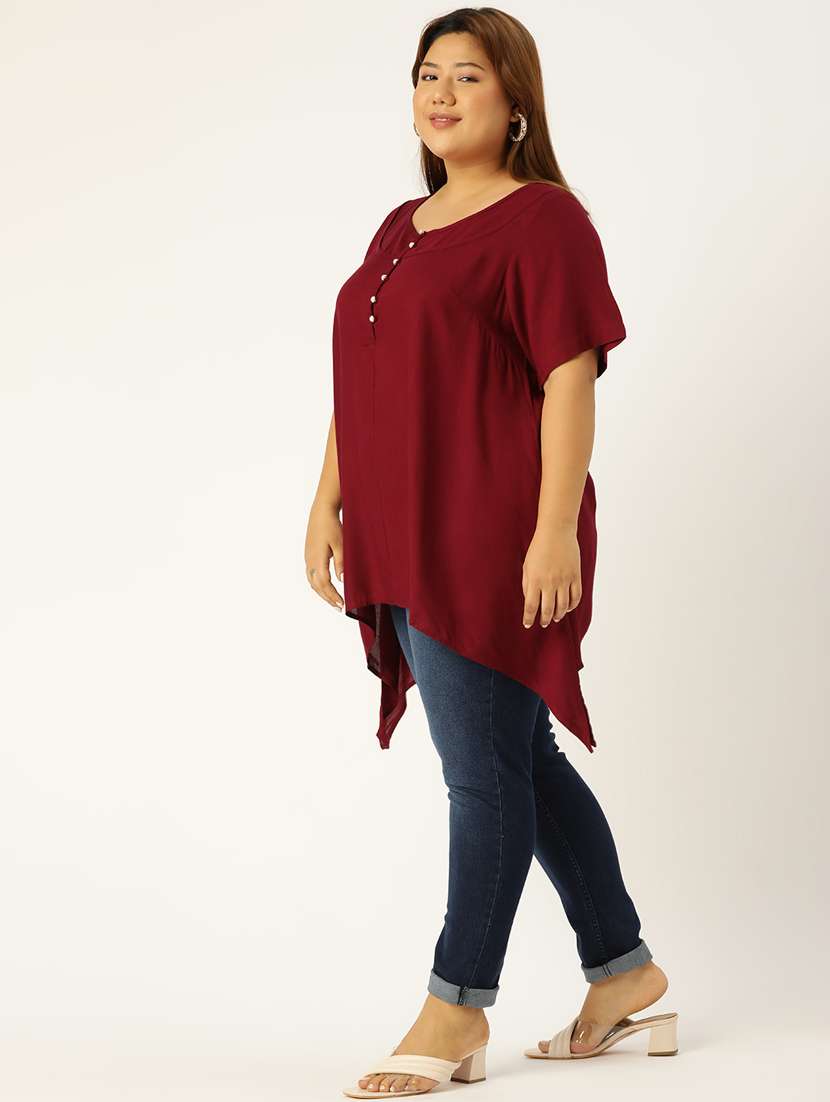 women's asymmetric round neck top - 19160412 - Standard Image - 1
