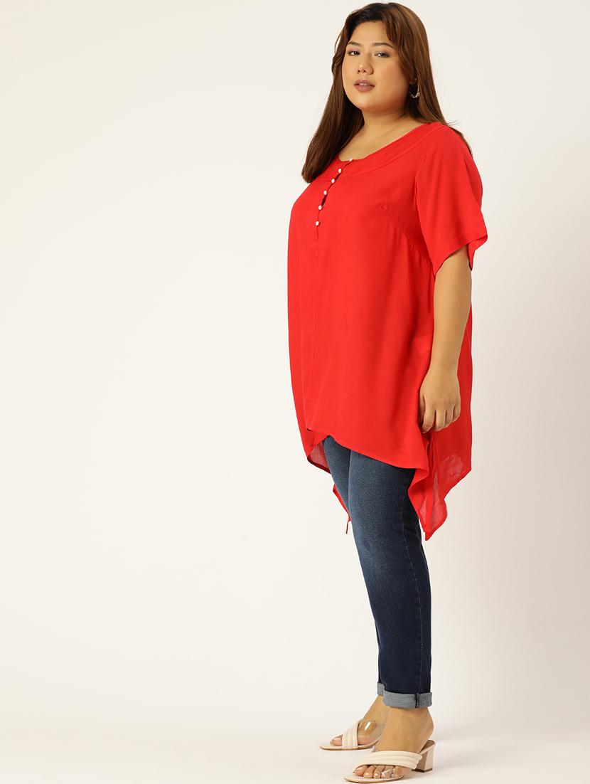 women's asymmetric round neck top - 19160417 -  Standard Image - 1