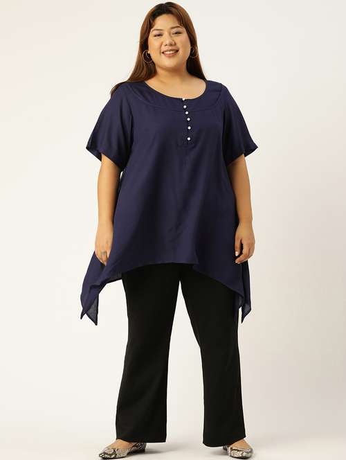 women's asymmetric round neck top - 19160418 -  Standard Image - 0