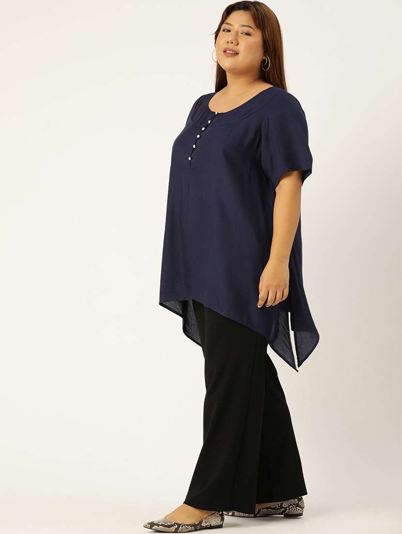 women's asymmetric round neck top - 19160418 - Standard Image - 1