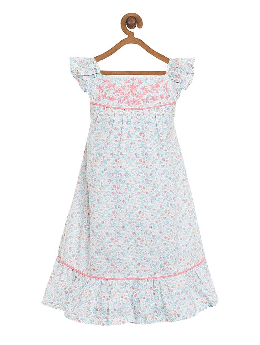 girls square neck cap sleeve frock - 19160592 -  Standard Image - 1