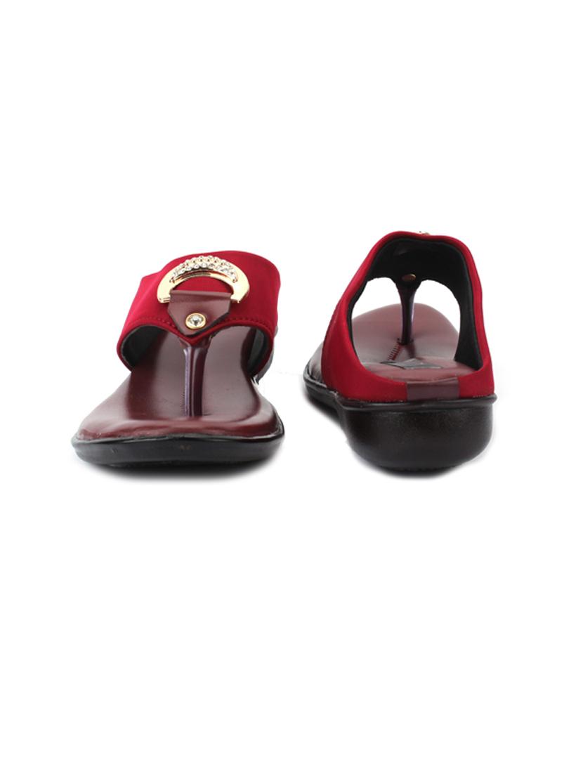 maroon leatherette slip on sandals - 19160698 - Standard Image - 4