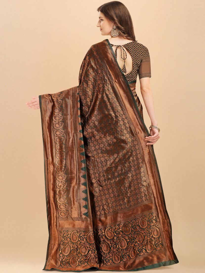 self designed jacquard saree with blouse - 19161161 -  Standard Image - 1