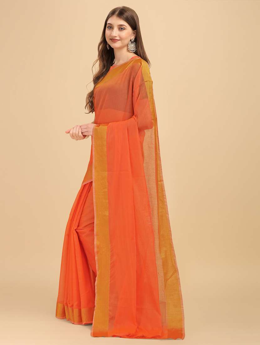 orange silk banarasi saree with blouse - 19161196 -  Standard Image - 1