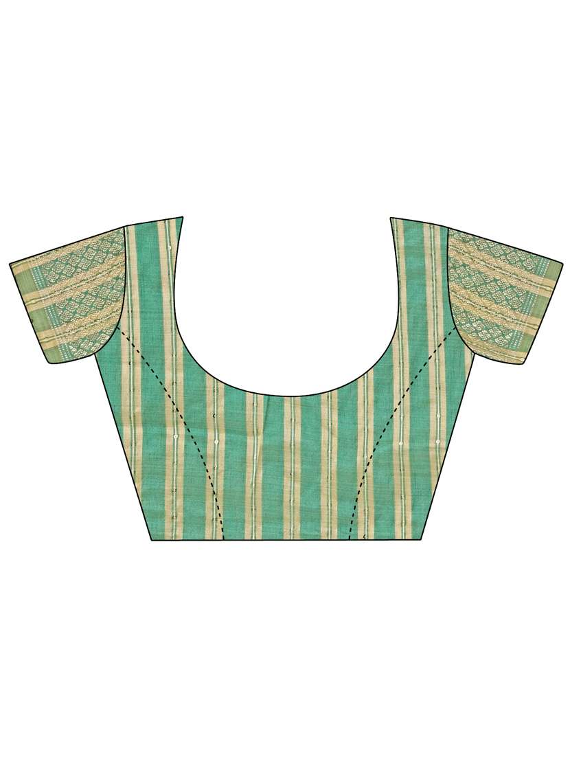 women's self design sea green colored saree with blouse - 19161222 -  Standard Image - 4